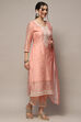 Baby Pink Chanderi Blend Unstitched Suit set image number 7