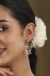 Navy Blue Gold Plated Brass Floral Drop Earrings image number 1
