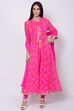 Pink Art Silk Front Open Kurta Churidar Suit Set image number 2