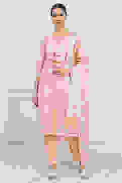 Peach Chanderi Blend Banarasi Unstitched Suit Set image number 1