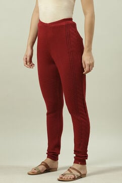 Maroon Acrylic Jeggings image number 3