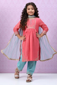 Peach Art Silk Straight Kurta Salwar Suit Set image number 6