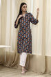 Teal Cotton Printed Straight Kurta image number 0