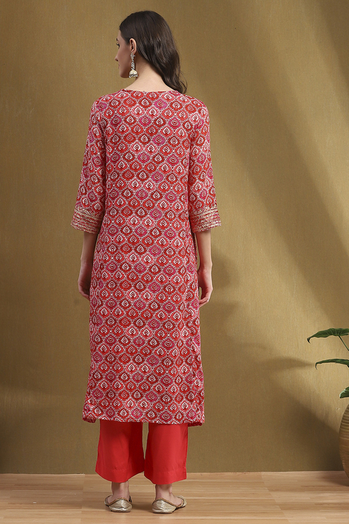 Grey Printed Festive A-line Suit Set image number 4