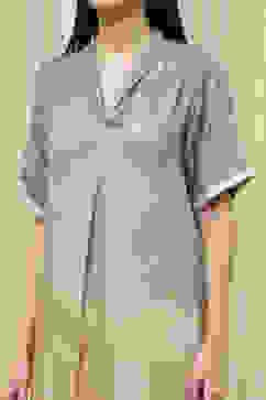 Grey and Beige Printed Straight Co-ord Set image number 1