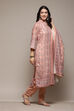 Pink Viscose Silk Placement Print Unstitched Suit Set image number 7