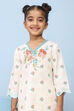 White Cotton Satin Printed Straight Suit Set image number 1