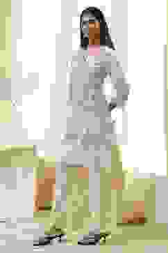 Off-White Cotton Straight Printed Kurta Set image number 3