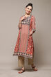 Burnt Orange LIVA Straight Printed Kurta