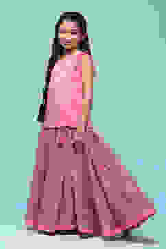 Pink Cotton Straight Printed Kurta Skirt Suit Set image number 3