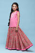 Purple Cotton Straight Printed Kurta Skirt Suit Set image number 3