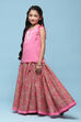 Pink Cotton Straight Printed Kurta Skirt Suit Set image number 3