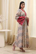 Off White Cotton A Line Fusion Wear image number 4