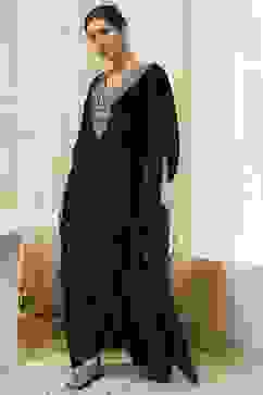 Black Viscose A-Line Suit Set image number 2