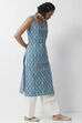 Teal Blue Cotton Floral Printed Straight Kurta image number 4