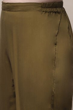 Olive Chanderi Unstitched Suit Set image number 3