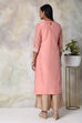 Light Pink Poly Cotton Straight Embroidered Kurta image number 5