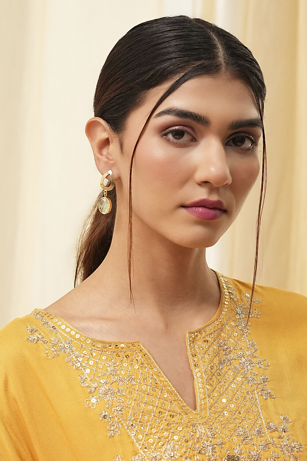 Aqua Brass Danglers image number 3