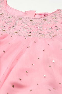 Pink Cotton Blend Gathered Gown image number 1