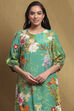 Green Modal Floral Printed Asymmetric Kurta Set image number 1