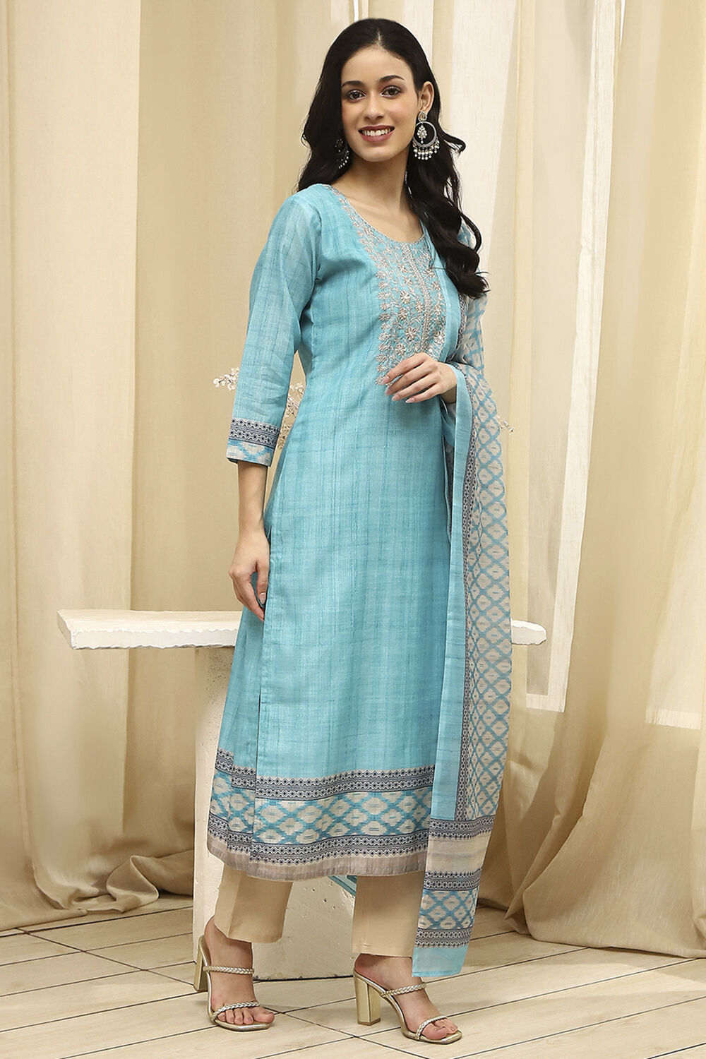 Pink Cotton Machine-Embroidered Unstitched Suit Set image number 5