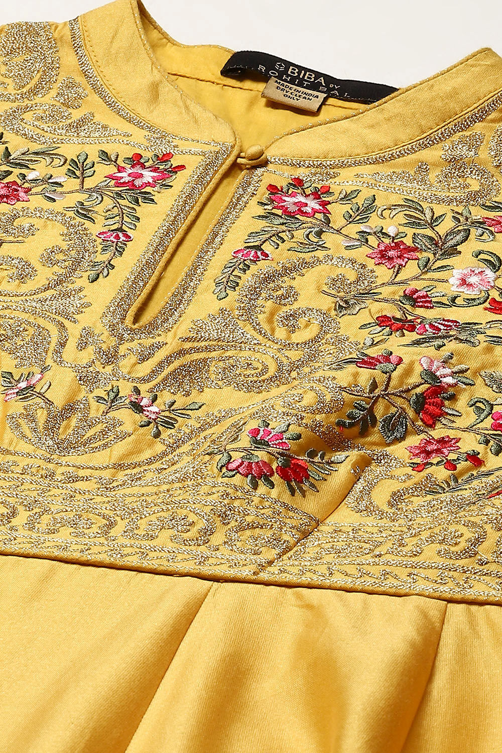 Mustard Cotton Blend Anarkali Kurta Suit Set image number 1