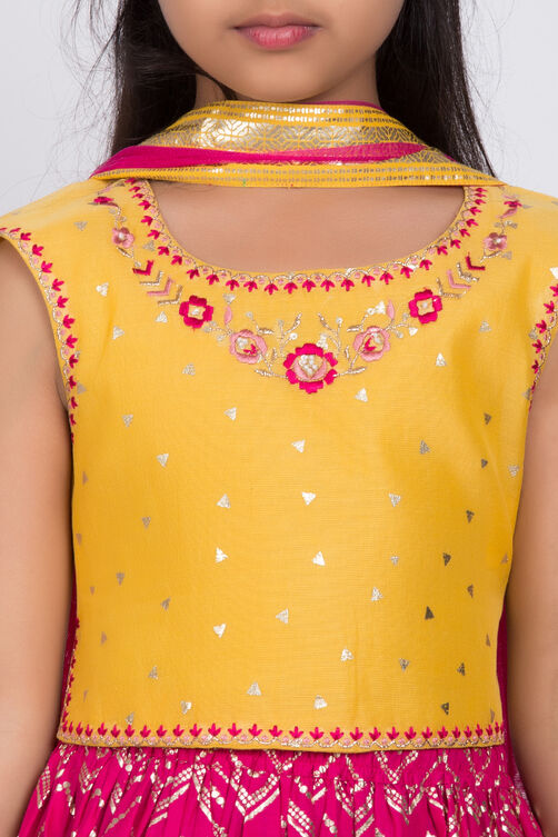 Yellow Poly Cotton Lehenga Set image number 1