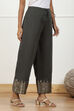 Blue Jacquard Solid Straight Palazzo Pants image number 3