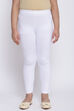White Cotton Lycra Solid Leggings image number 3