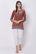 Rust Art Silk Straight Printed Kurti image number 4