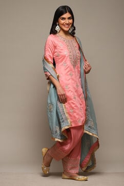 Power Pink Cotton Blend Straight Kurta Salwar Suit Set image number 6