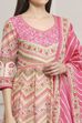 Pink Cotton Printed Anarkali Suit Set image number 1