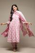 Lilac Cotton Blend Gathered Kurta Suit Set image number 0