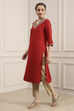 Blue Solid Straight Kurta image number 2