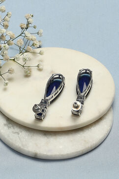 Navy Brass Earrings image number 2