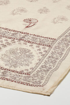 Off White Chanderi Hand Block Print Unstitched Suit Set image number 4