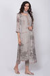 Moss Green Art Silk Straight Kurta Slim Pant Suit Set image number 0