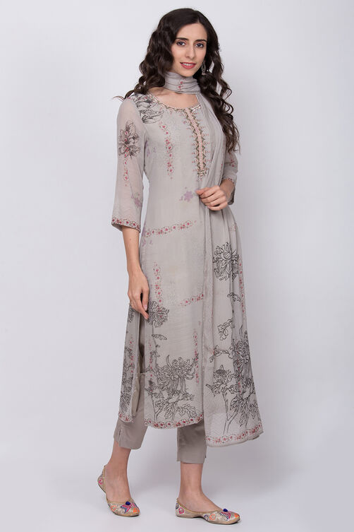 Moss Green Art Silk Straight Kurta Slim Pant Suit Set image number 0