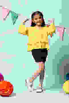 Yellow Cotton Short Top image number 0