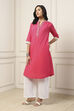 Pink Cotton Solid Straight Kurta image number 2