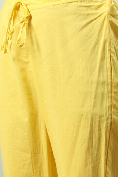 Yellow Yarndyed A-Line Kurta Regular Pants Suit Set image number 3