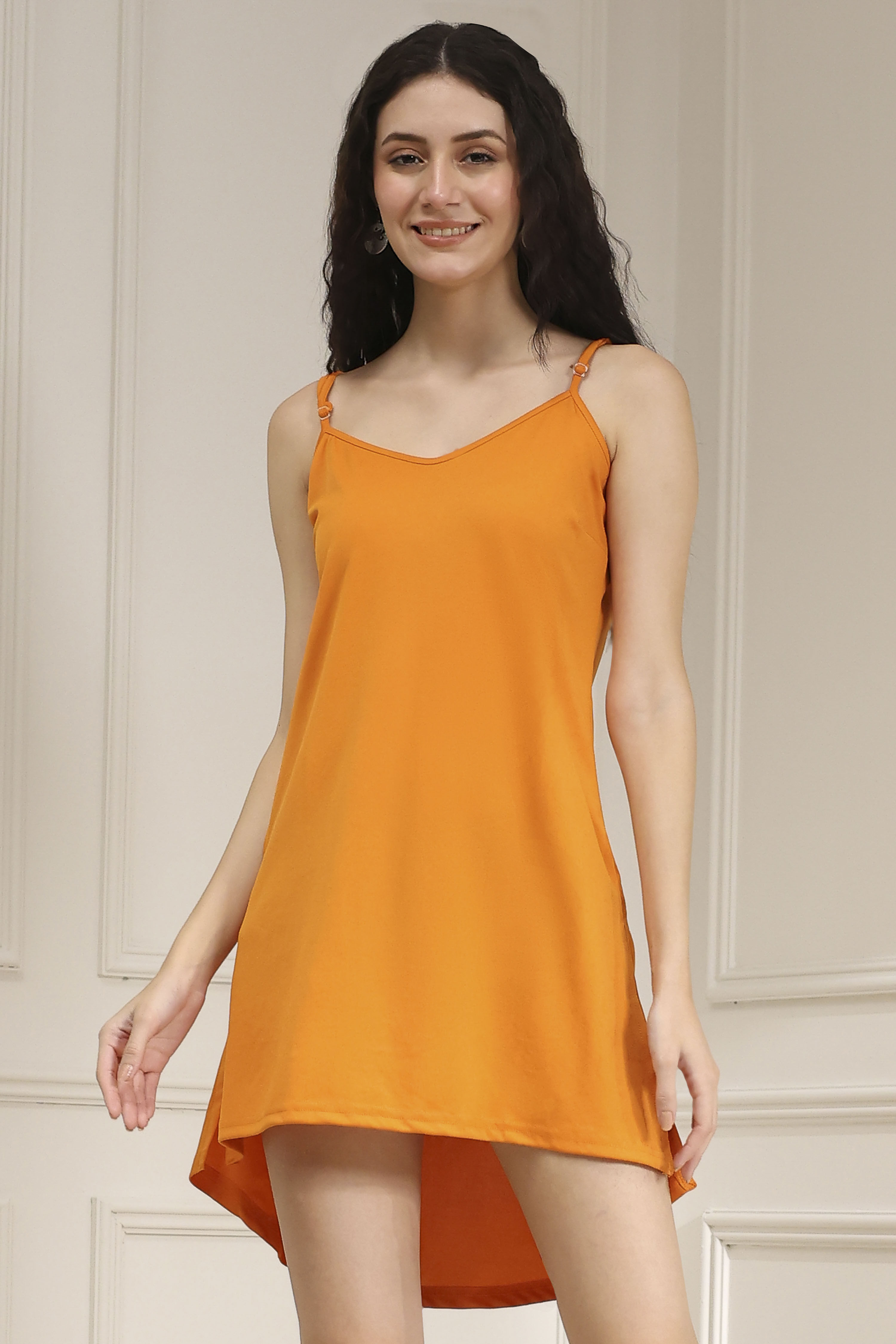 Mustard Yellow Printed Flared Dress image number 7