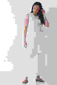 White Viscose Rayon Flared Palazzos image number 0