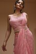 Pink Georgette Digital Printed Pre-Draped Saree image number 1