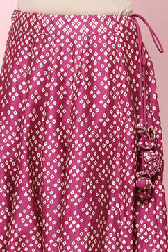 Magenta Flared Cotton Skirts image number 1