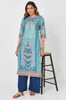 Navy Viscose Rayon Straight Palazzo image number 0