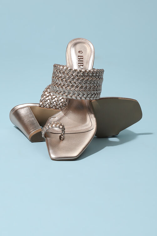 Rose Gold PU Ring Toe Sandals image number 3