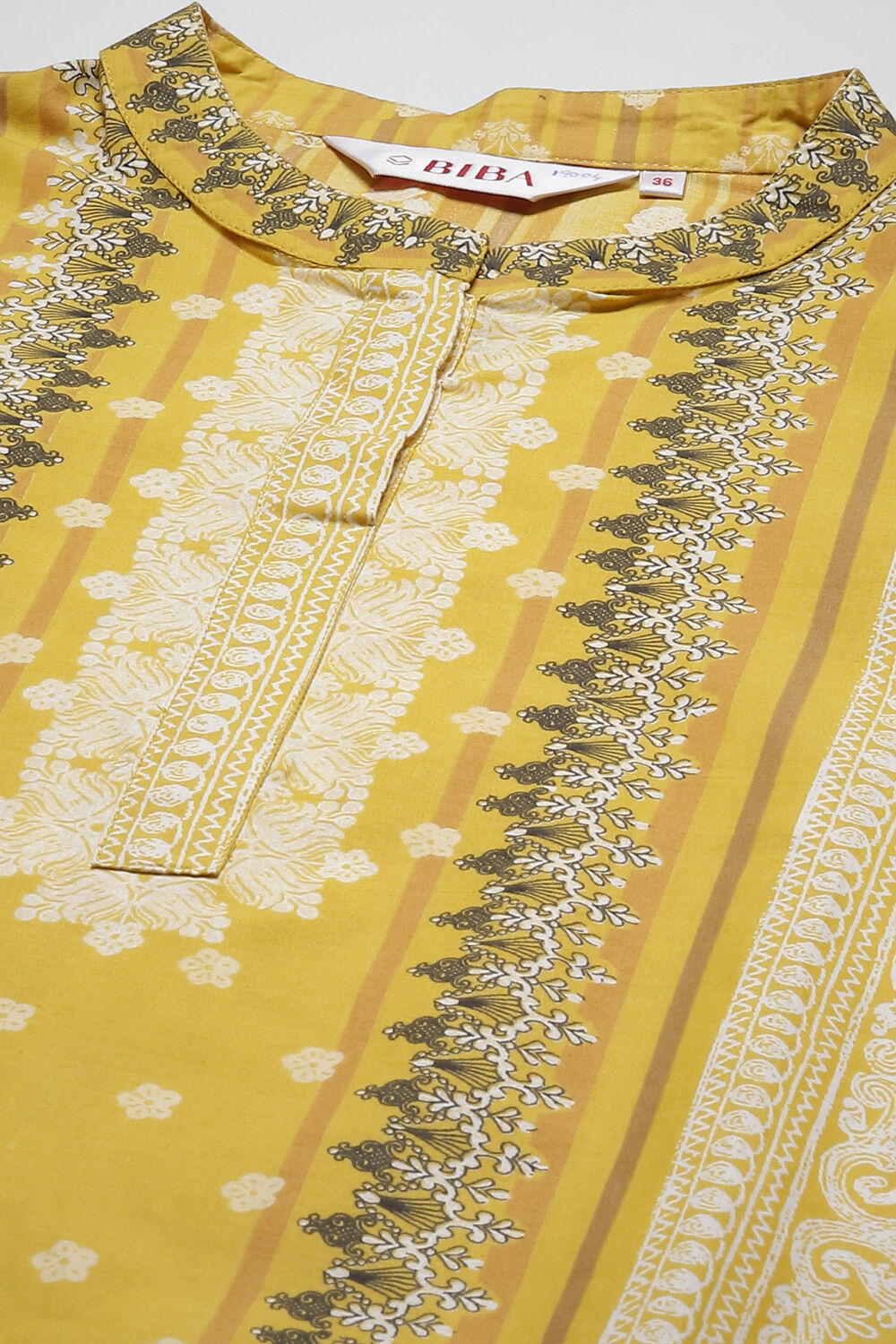 Ochre Cotton Straight Printed Kurta image number 5
