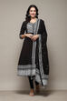 Black Cotton Anarkali Kurta Churidar Suit Set image number 7