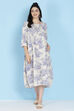 Black Cotton Flax A-line Printed Kurta Dress image number 0
